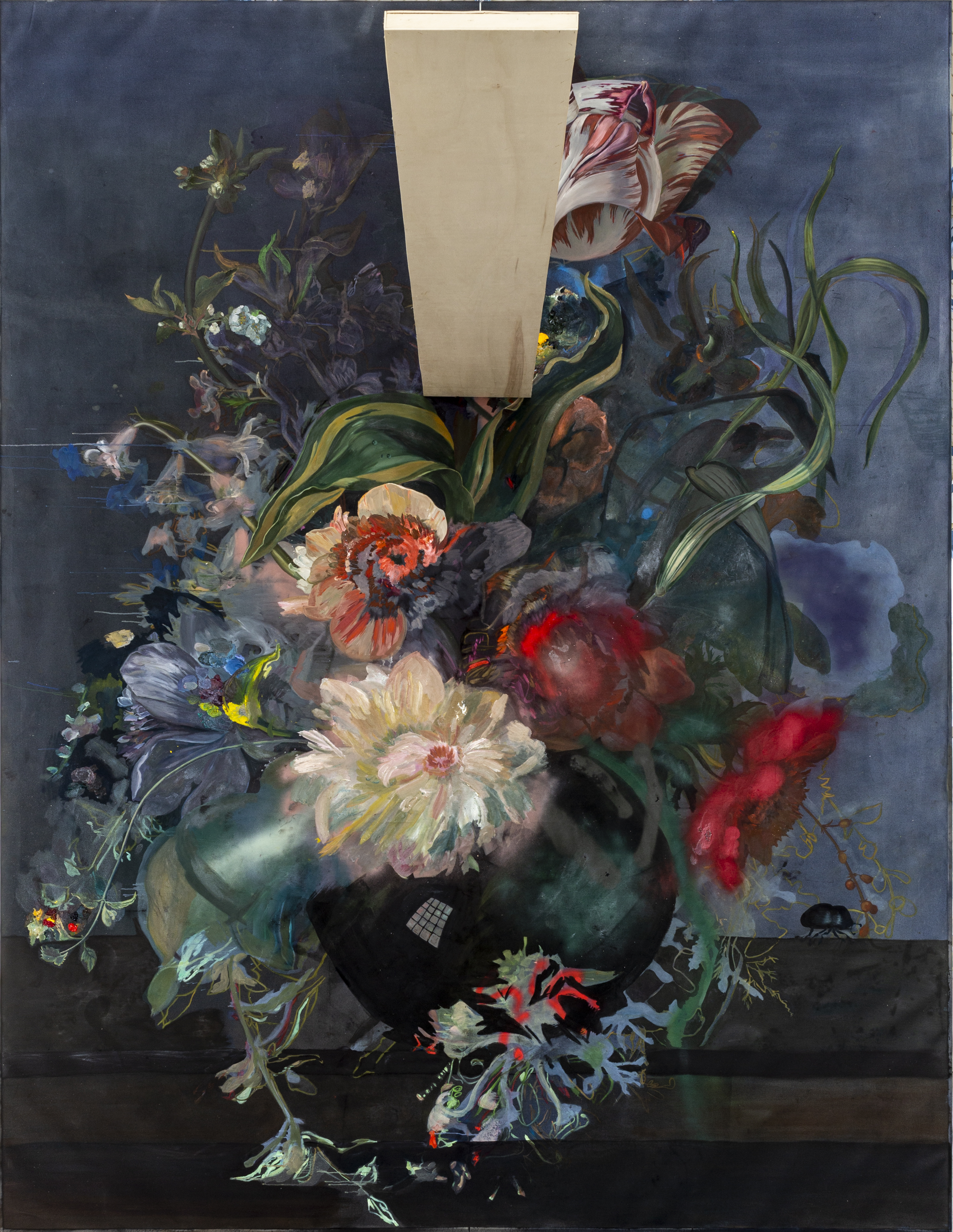 Michaela Sanson-Braun, 2022, After Rachel Ruysch I, reproduction of an old master, oil painting on canvas Jeu de stratégie abstraite